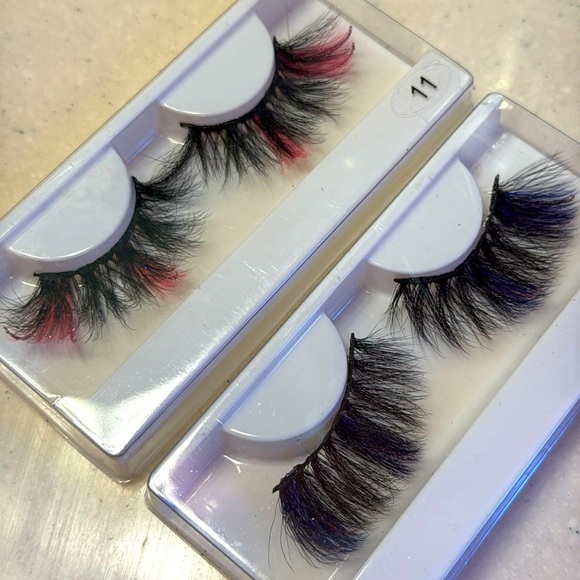 Bundle lot of two xl mink eye lashes eyelashes faux fake pink blue glitter - Picture 1 of 1